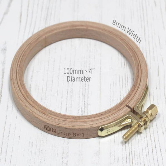 Nurge - Nurge 8mm (6/16") Beech Screwed Embroidery Hoop: 8mm (6/16th") / 100mm / 3.93"