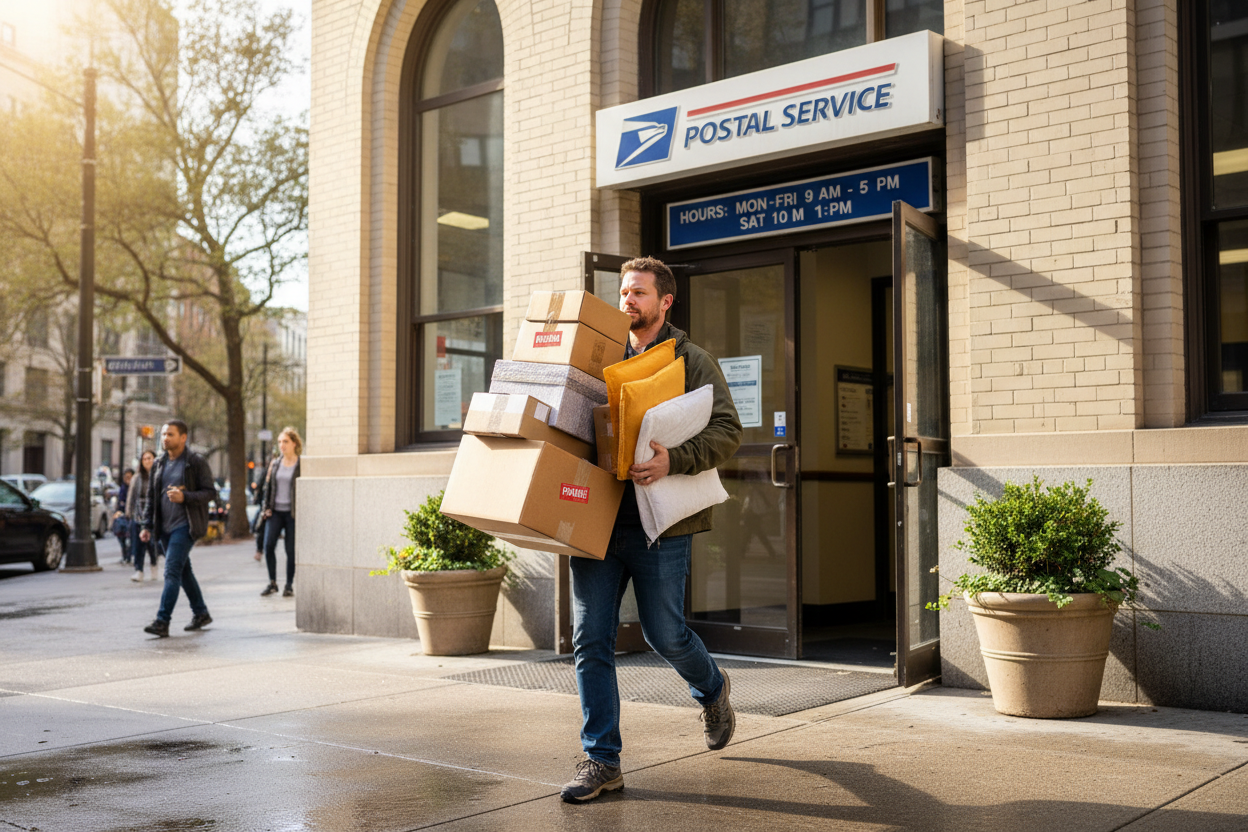 Person taking packages to the post office